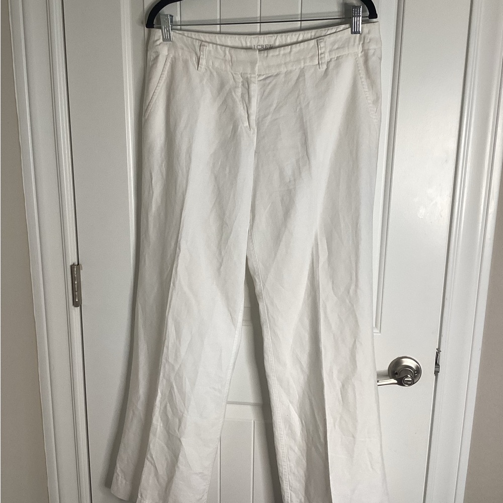 J. Crew White Women’s Sz 8 Linen-Cotton Pants.